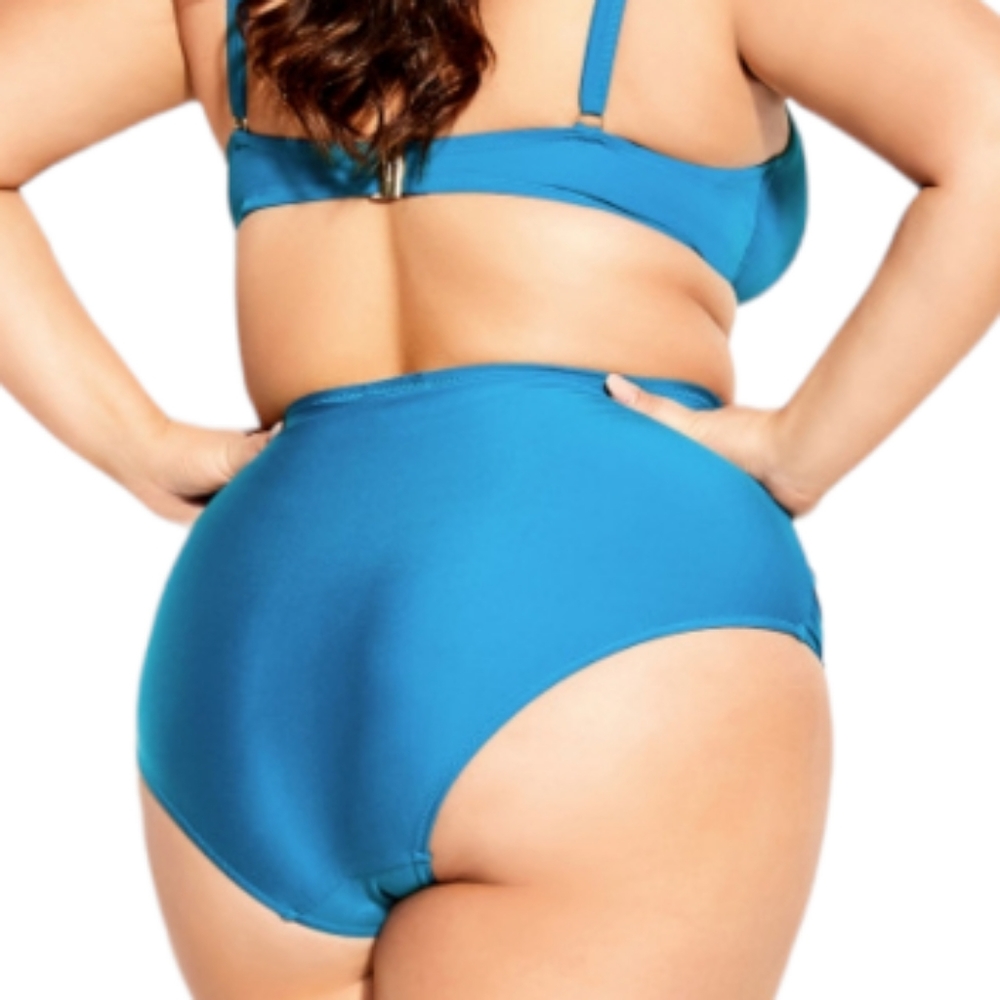 83. City Chic NWT bikini bottom only, size plus 22, lagoon blue, high waist - Picture 2 of 13